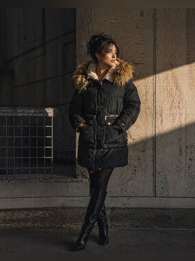 Bebe Black Puffer Coat Faux Fur Hood Size Small | Y2K Glam Winter Jacket